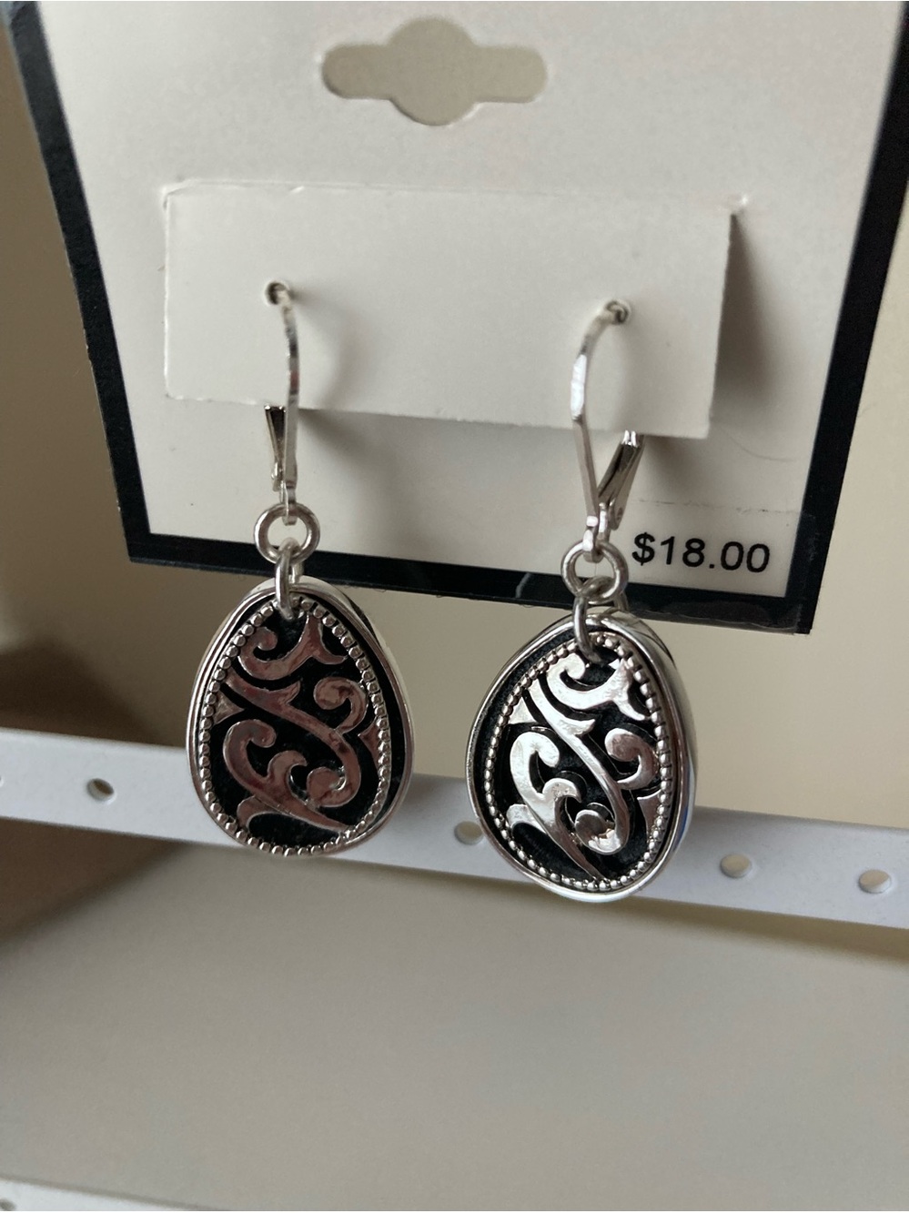 Napier Silver Teardrop Scroll Dangle Earrings